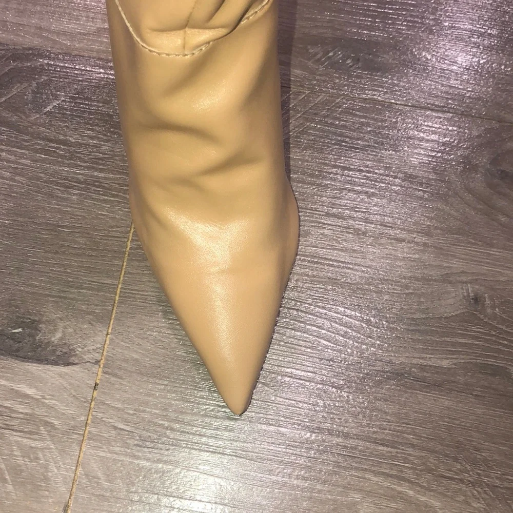 SCHUTZ Ashlee Slouch Tan Leather Over-the-Knee Stiletto Boots New